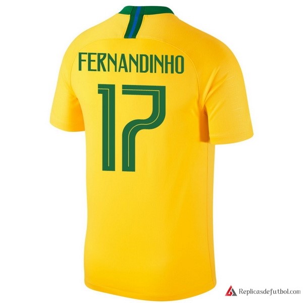 Camiseta Seleccion Brasil Primera equipación Fernandinho 2018 Amarillo